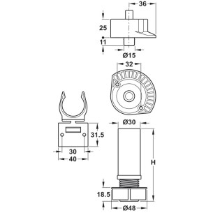 X4 Kitchen Plinth Feet Sets 100mm Height Dowel Fixing Top Foot & Clip 63765325 2