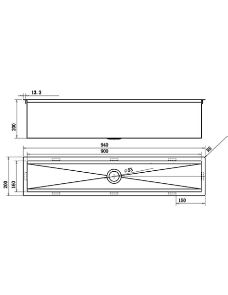 900mm Accessory Trough Stainless-Steel Kitchen Sink Champagne 1810