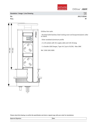 EVOline Pop-Up Sockets USB A+C Charger...