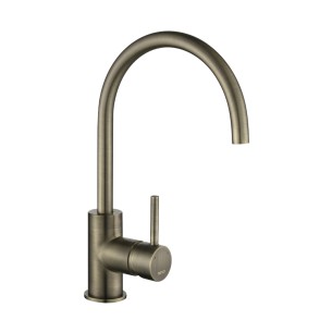 Courbe Aged Brass Curved Spout Kitchen Tap Single Side Lever WRAS COU/13/AB
