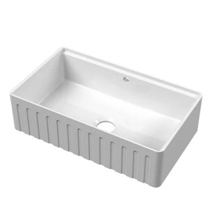 800mm Argilla Butler Fluted Kitchen Sink Fireclay Apron Front White FCU/N/795/BUT/FLU/WH/844 2