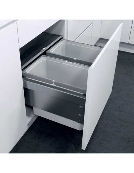 500mm Envi Space Pro Kitchen Waste Bin 49L Vauth Sagel Double Silver 50304515