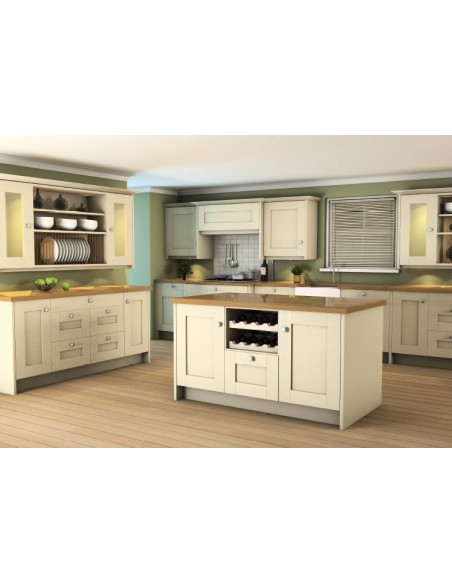 Westwood Oak Timber Shaker Kitchen Doors Painted Ivory Solid One Peice Frame
