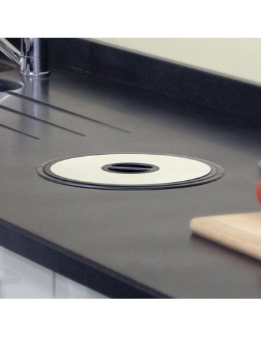Worktop Waste Bin 276mm Dia Hole Stainless Steel & Black Bin-Bag Holder 50399312