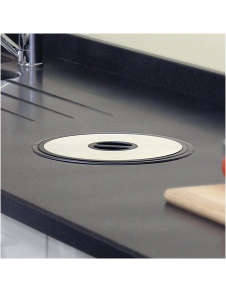 Worktop Waste Bin 276mm Dia Hole Stainless Steel & Black Bin-Bag Holder 50399312