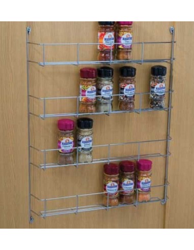 Spice Rack Storage 4-Tier Shelf Door / Panel Fix 500mm High Wire 54311200