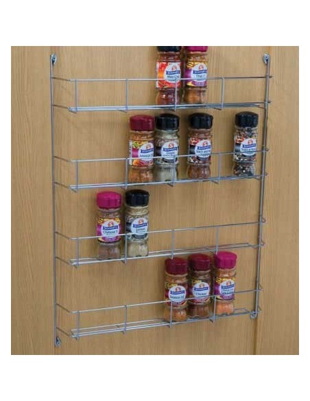 Spice Rack Storage 4-Tier Shelf Door / Panel Fix 500mm High Wire 54311200