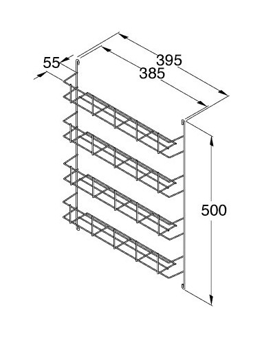 Spice Rack Storage 4-Tier Shelf Door / Panel Fix 500mm High Wire 54311200