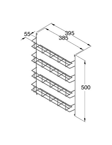Spice Rack Storage 4-Tier Shelf Door / Panel Fix 500mm High Wire 54311200