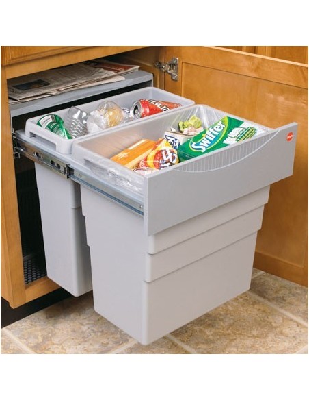 500mm Easy Cargo Waste Bin Hailo 49L Hinged Door Double Containers 50270522 Hailo 3668501