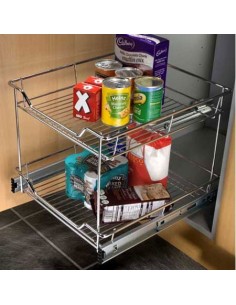 300mm Pull-Out Internal Baskets 2-Tier Chrome Hinged Door 54048212 2