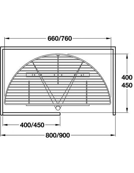 800mm Kitchen Corner Carousel 1/2 Circle Wire 645-790mm Hinged Door 54241220