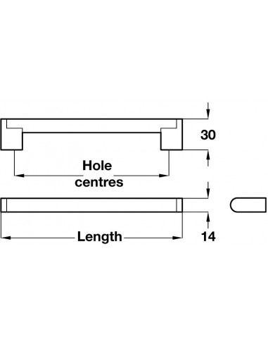 14mm Boss Bar Handles Beulah 128mm To 909mm Centre Holes Stainless Steel