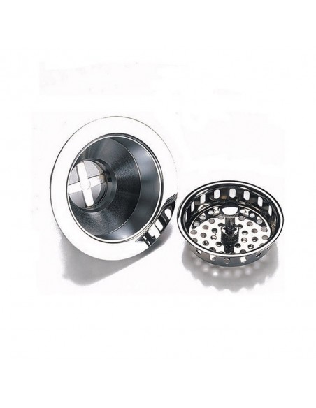 Deluxe 90mm Basket Strainer Waste Kit Chrome/Brushed + Overflow