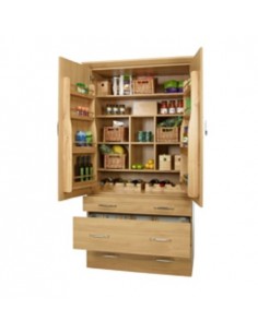 Oak Pantry Storage Rack Tall Larder Doors Wooden Spice Shelf Lacquered 54313423 2
