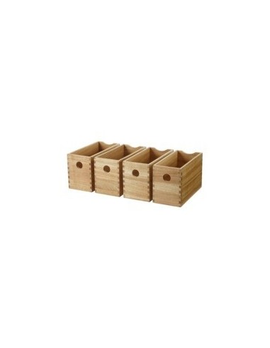 Oak Storage Box Finger-Joint Set X4 Deep Drawers Pantry Larder Display 54386420