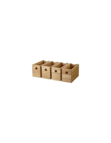 Oak Storage Box Finger-Joint Set X4 Deep Drawers Pantry Larder Display 54386420