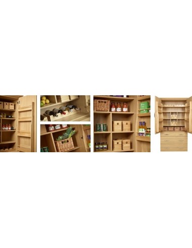 Oak Storage Box Finger-Joint Set X4 Deep Drawers Pantry Larder Display 54386420
