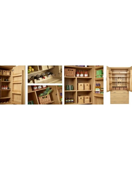 Oak Storage Box Finger-Joint Set X4 Deep Drawers Pantry Larder Display 54386420