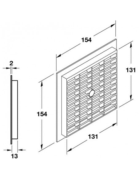 154mm Square Ventilation Grill White Recess Mount 85Cm2 Airflow 57164717