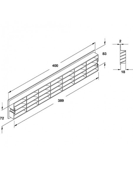 400x83mm Plinth Ventilation Grill Recess Mount White 200 Cm2 + Clips 57178702
