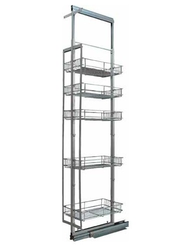 300mm Pull-Out Larder Tall Kitchen Storage X5 Wire Baskets 1690-2090 54621230