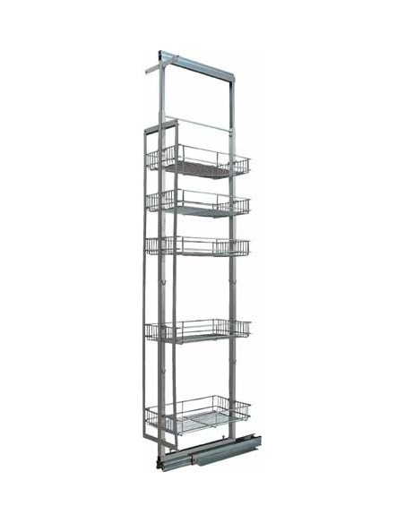 300mm Pull-Out Larder Tall Kitchen Storage X5 Wire Baskets 1690-2090 54621230