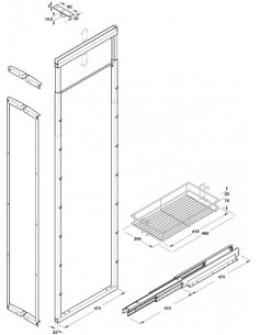 300mm Pull-Out Larder Tall Kitchen Storage X5 Wire Baskets 1690-2090 54621230 2