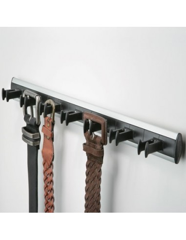 Belt Rack Screw Mounting Black Hooks Silver Aluminium 432mm Length 80725935