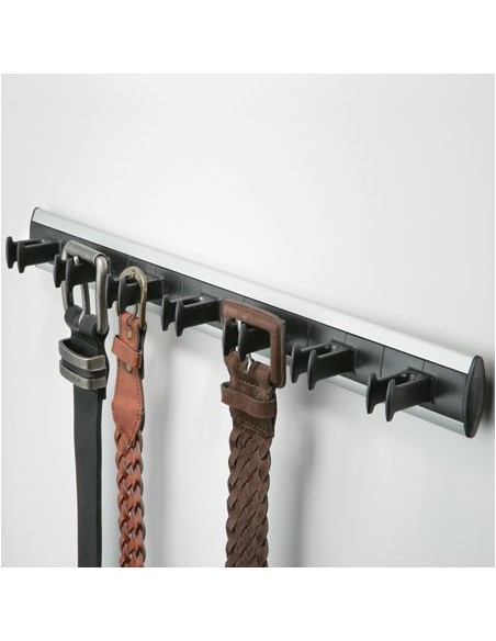Belt Rack Screw Mounting Black Hooks Silver Aluminium 432mm Length 80725935