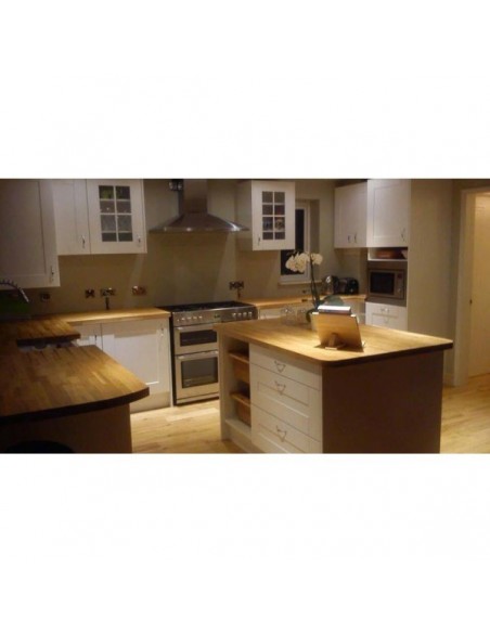 STAMFORD SOLID WOOD PAINTED OAK SHAKER & WALNUT BLOCK TIMBER WORKTOPS
