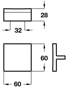 Pull Handle Chrome Square Knob Modern 60 x 60mm 2