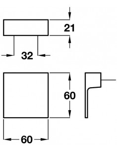 60mm Modern Square Door Knob Stainless Steel Or Chrome 2