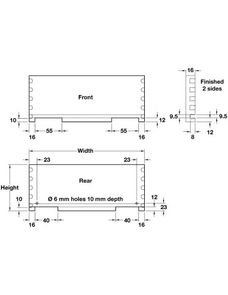 Solid Oak Dovetail Drawer Box 90mm High 440mm Depth 300-1000mm Width 55724452