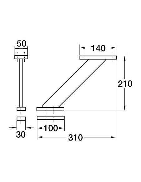 Inclined Breakfast Bar Support Worktop Mounting Matt Aluminium 50514933