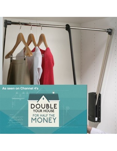Servetto Clothing Pull Down Bedroom Hanging Rail 770-1200mm White 80520657