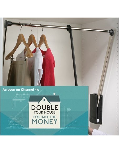 Servetto Clothing Pull Down Bedroom Hanging Rail 770-1200mm White 80520657