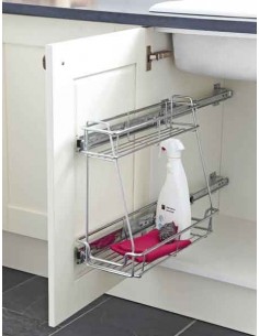 300mm Pull-Out Kitchen Baskets Under Sink 2-Tier Side Mount Chrome 54530211