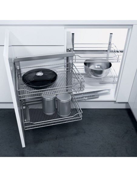 800mm VS Cor Fold Saphir Mesh Swing Out Kitchen Corner Storage 54817224/5
