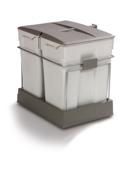450mm Gollinucci Waste Bin 60L Kitchen Hinged Doors Double Containers 581GY