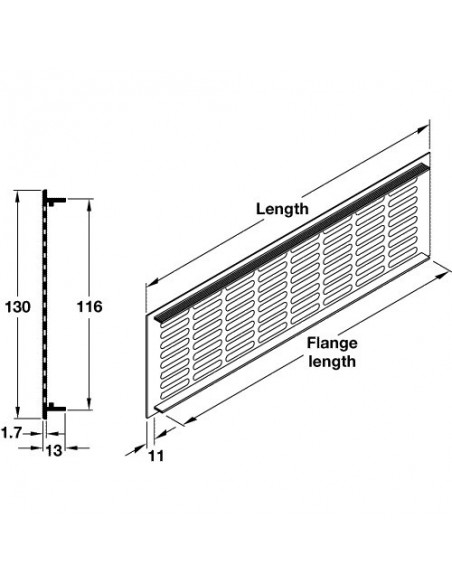 300x130mm Appliance Vent Aluminium Silver F1 Grill 142Cm2 Airflow 57520942