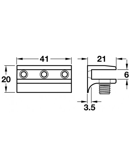 Glass Shelf Support, Polished Chrome, Up To 6mm Thick Glass