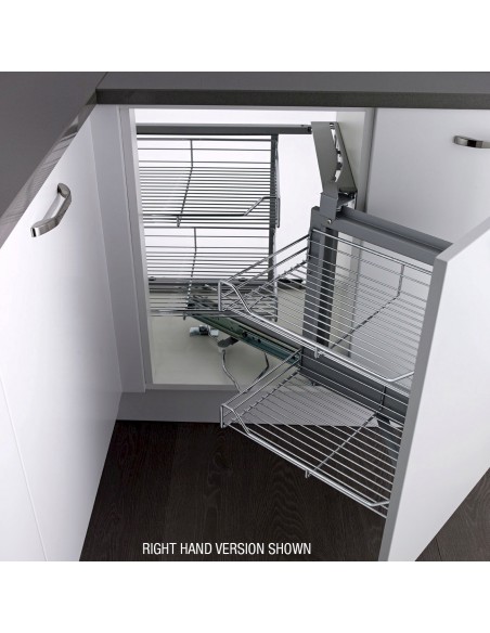 Kessebohmer Magic Corner Pullout Kitchen Storage Chrome Baskets KMCUSC Right Hand