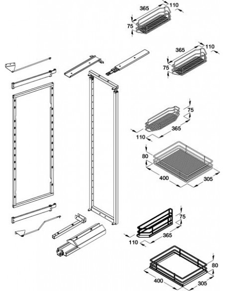 500mm VS Tal Gate Pro Swing Out Pantry Kitchen Storage 1700-1950mm 54958033