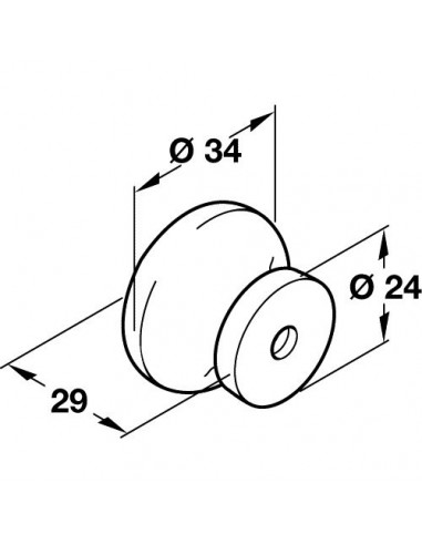 34mm Laquered Wooden Knob & Screw, Oak