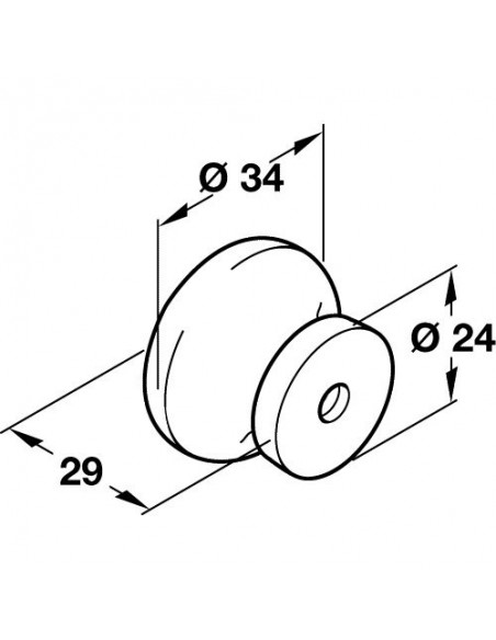 34mm Laquered Wooden Knob & Screw, Oak